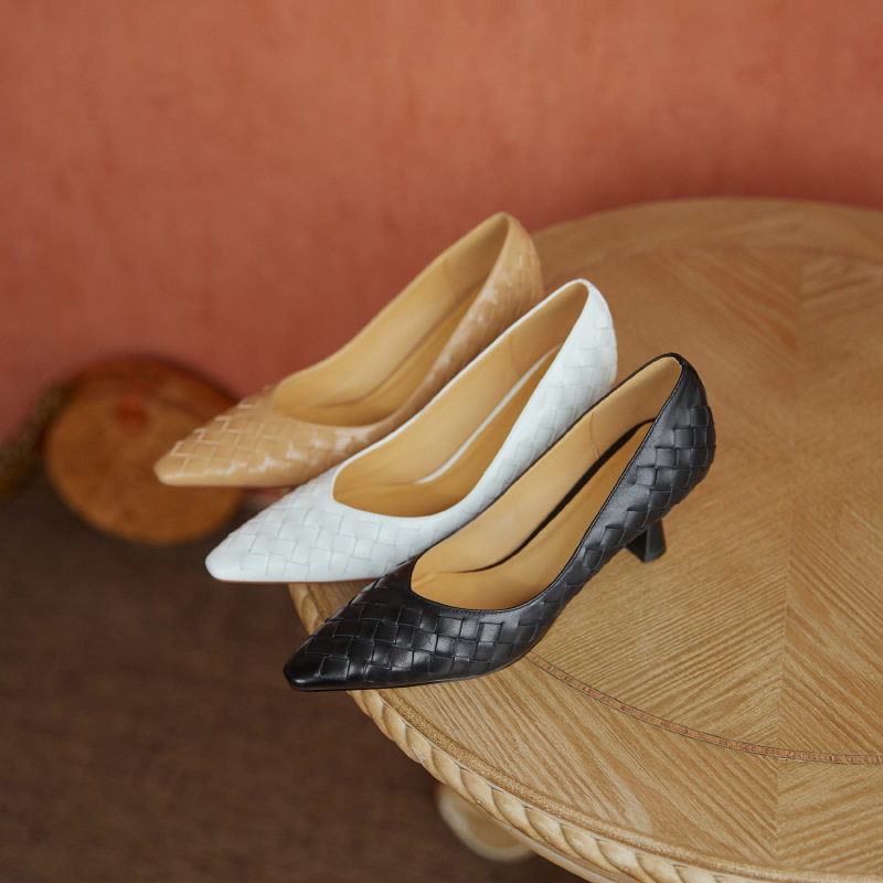 编织法式高跟鞋设计感小众气质名媛2024年新款女尖头细跟单鞋夏天,居家布艺,居家婚庆拖鞋,淘宝优惠券,粉丝福利购,淘宝优惠卷