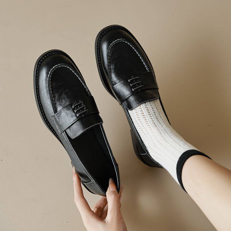 英伦风圆头平底粗跟真皮小皮鞋女2025春秋新款深口乐福鞋复古单鞋,户外/登山/野营/旅行用品,登山鞋/徒步鞋,淘宝优惠券,粉丝福利购,淘宝优惠卷