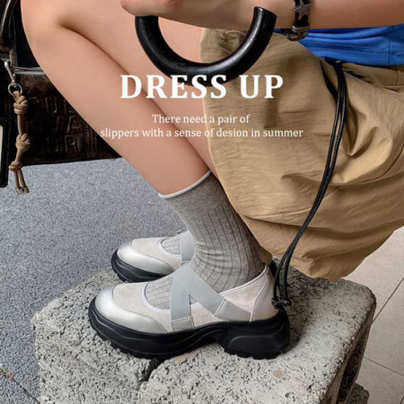 小个子圆头浅口厚底玛丽珍交叉带单鞋运动鞋女2025新款真皮乐福鞋,居家布艺,居家婚庆拖鞋,淘宝优惠券,粉丝福利购,淘宝优惠卷