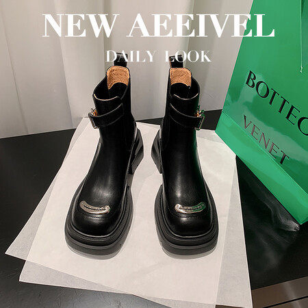 网红同款方头厚底拼接皮搭扣切尔西靴2025秋季牛皮韩版时尚短筒靴,户外/登山/野营/旅行用品,登山鞋/徒步鞋,淘宝优惠券,粉丝福利购,淘宝优惠卷