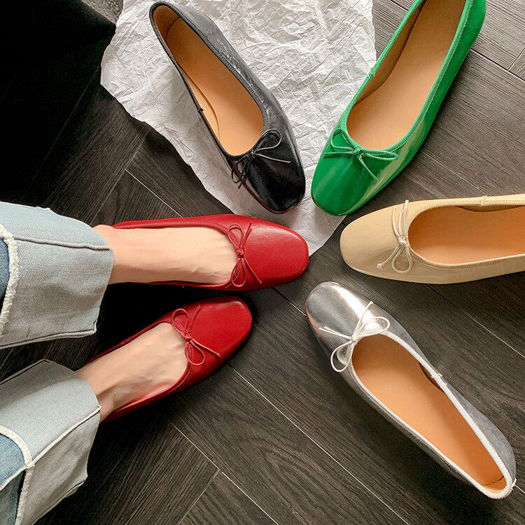 法式平底银色单鞋女鞋子春秋2024新款春季晚晚温柔芭蕾舞鞋豆豆鞋,居家布艺,居家婚庆拖鞋,淘宝优惠券,粉丝福利购,淘宝优惠卷