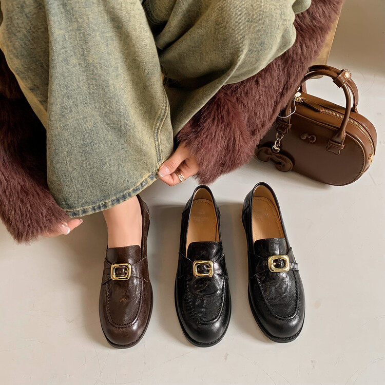 英伦风复古羊皮中跟小皮鞋女2024春秋新款方头深口单鞋bai搭女鞋,女鞋,马丁靴,淘宝优惠券,粉丝福利购,淘宝优惠卷