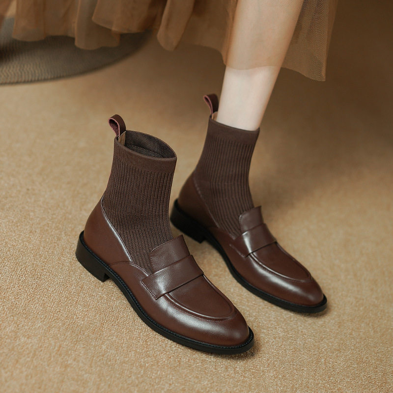 学院风平底袜子靴女时尚真皮休闲弹力靴2023冬季新款百搭瘦瘦靴女,户外/登山/野营/旅行用品,登山鞋/徒步鞋,淘宝优惠券,粉丝福利购,淘宝优惠卷