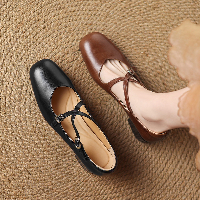 猫爷自制交叉扣带玛丽珍鞋女真皮百搭通勤法式复古芭蕾浅口单鞋子,户外/登山/野营/旅行用品,登山鞋/徒步鞋,淘宝优惠券,粉丝福利购,淘宝优惠卷