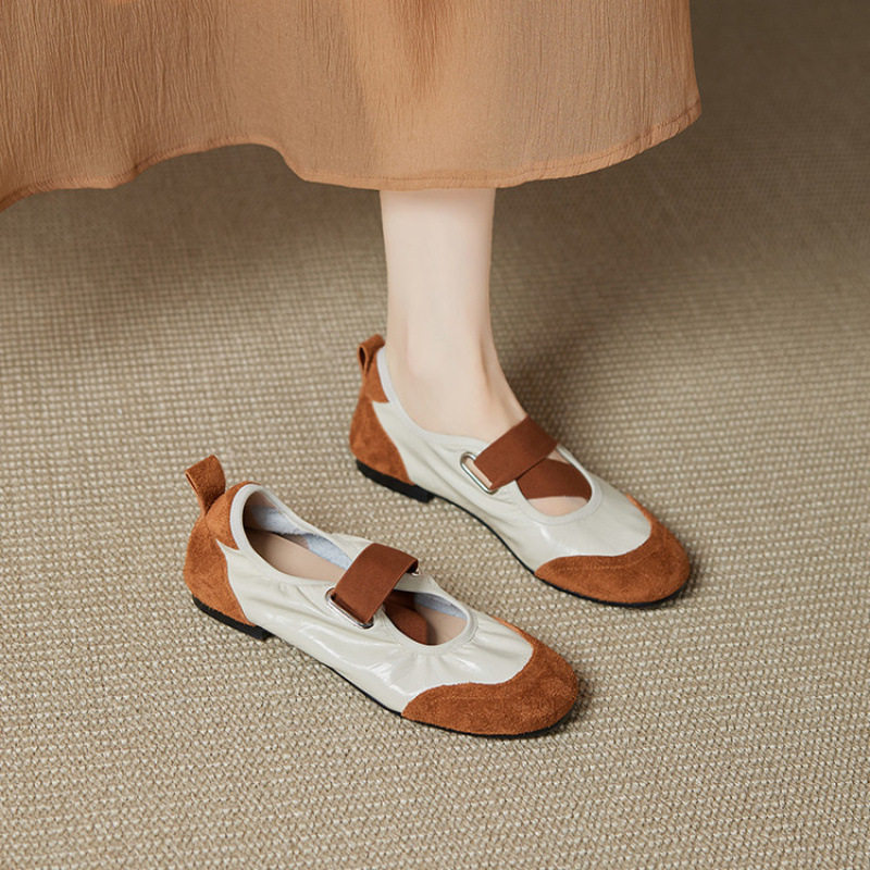 头层牛皮！松紧带运动玛丽珍鞋舒适平底单鞋2025新款圆头德训鞋女,童鞋/婴儿鞋/亲子鞋,帆布鞋,淘宝优惠券,粉丝福利购,淘宝优惠卷