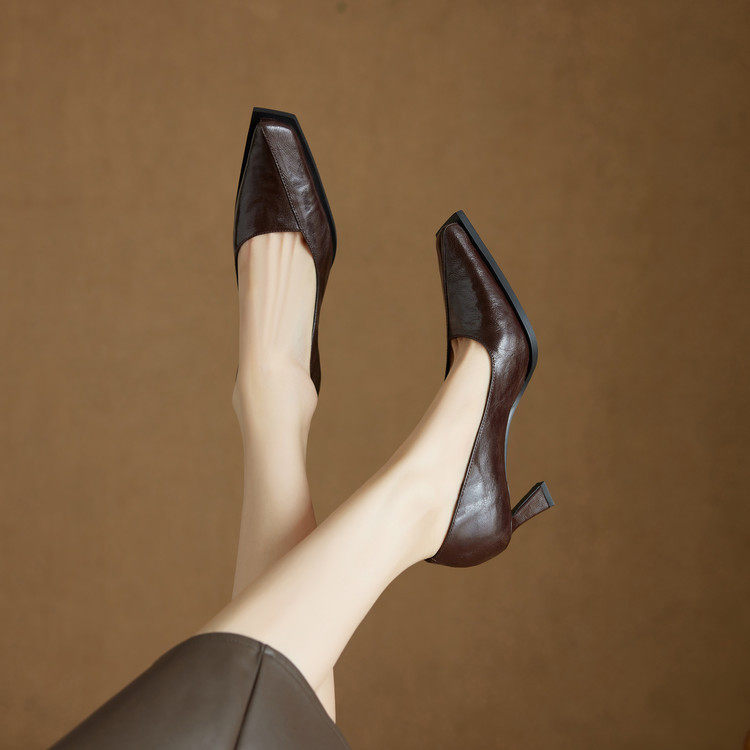 7CM黑色时尚女人味浅口单鞋2025春季新款方头细跟一脚蹬高跟女鞋,居家布艺,居家婚庆拖鞋,淘宝优惠券,粉丝福利购,淘宝优惠卷