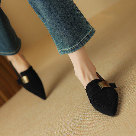 法式尖头平底单鞋女磨砂皮瓢鞋低跟深口小皮鞋软皮职业通勤乐福鞋,女鞋,马丁靴,淘宝优惠券,粉丝福利购,淘宝优惠卷