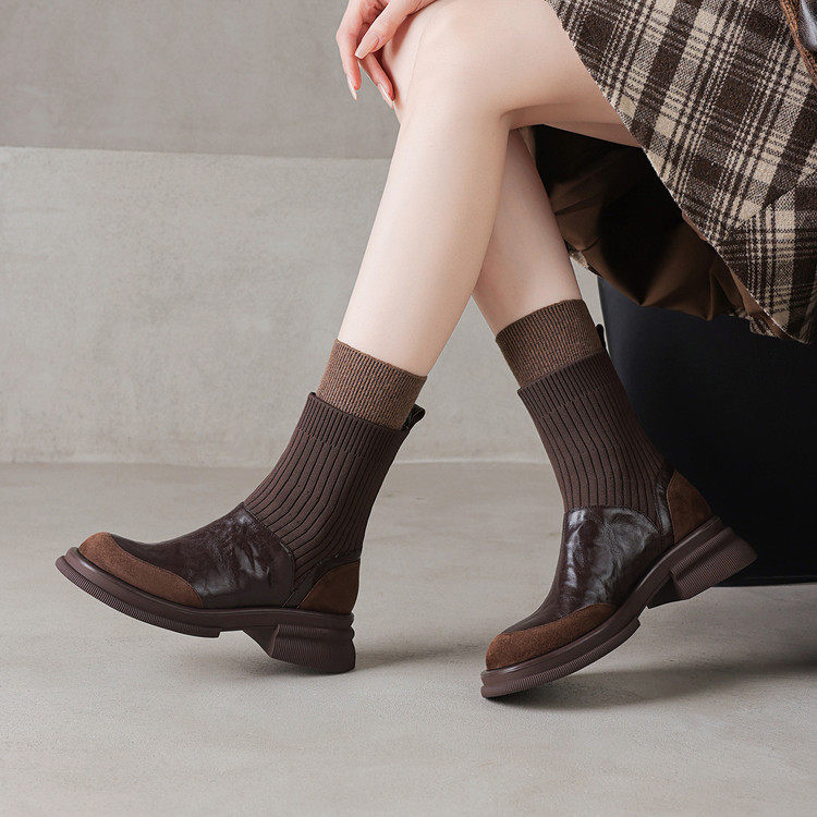 英伦针织拼接复古袜靴套筒气质短靴弹力瘦瘦靴女百搭厚底马丁靴,居家布艺,居家婚庆拖鞋,淘宝优惠券,粉丝福利购,淘宝优惠卷