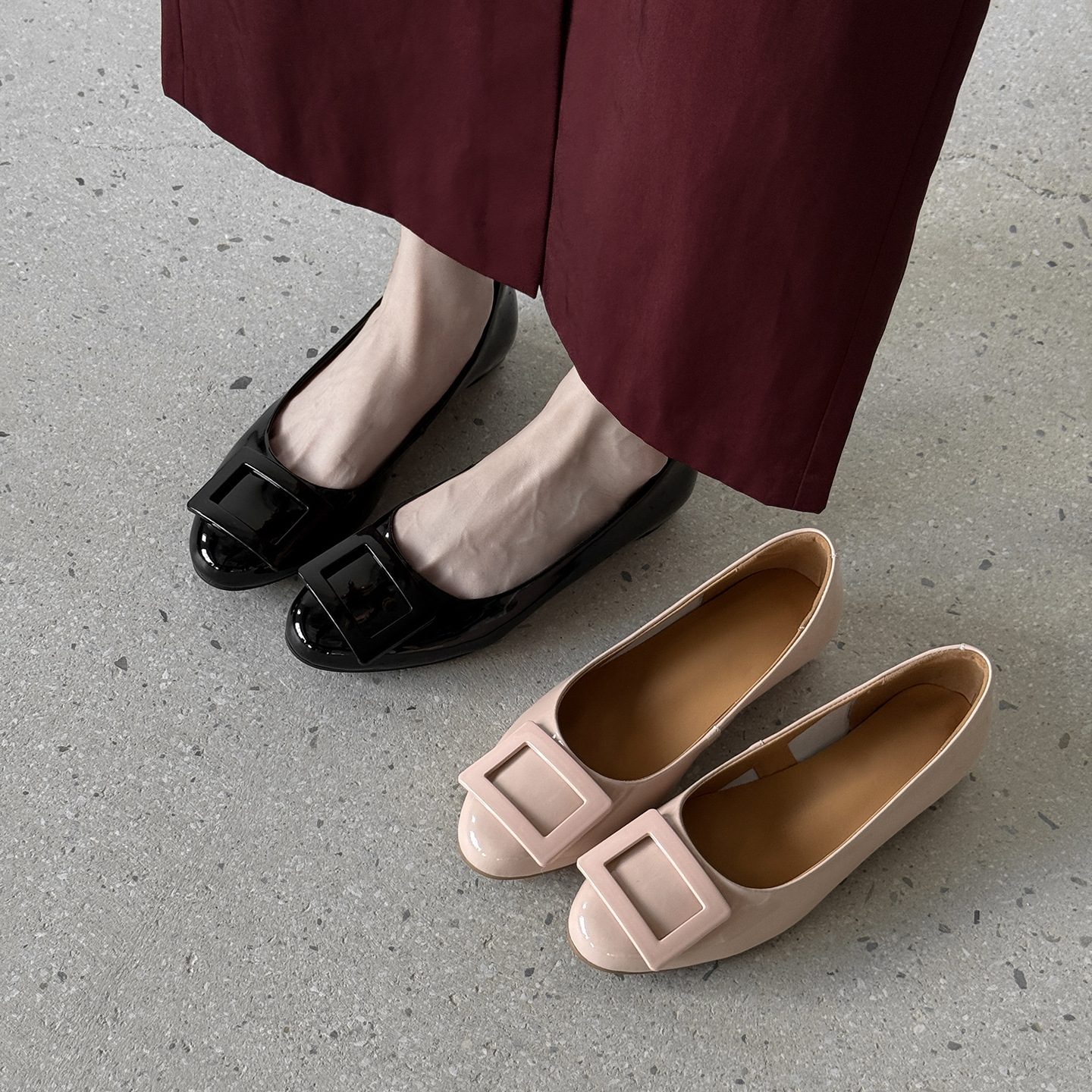 法式通勤漆皮方扣圆头浅口单鞋2025新款百搭内增高玛丽珍小皮鞋女