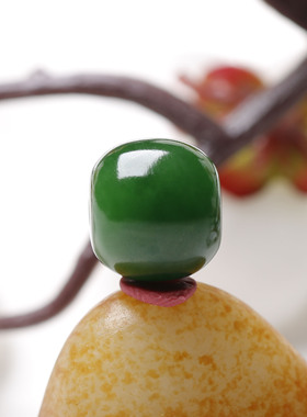 13-14mm在售云轩玉艺天然新疆和田玉籽料碧玉阳绿老型珠单珠配珠