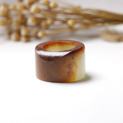 新疆和田玉籽料黄沁白玉种扳指