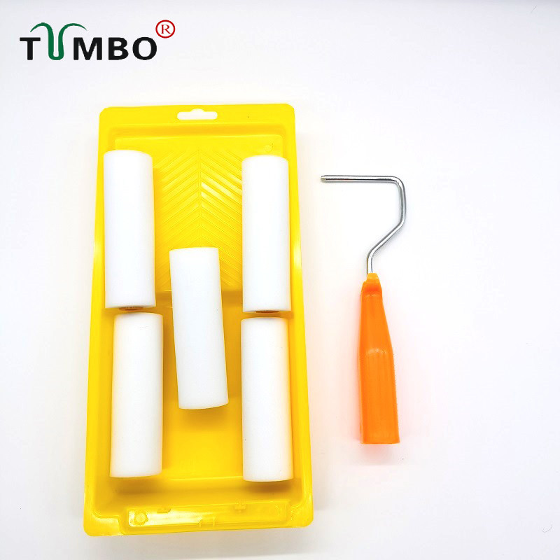 工厂直销托盘油漆刷套装刷4寸海绵刷漆刷墙工具乳胶漆滚筒刷涂料