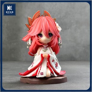 【原神】八重神子 Q版坐姿动漫手办模型国产实拍 二次元收藏景品