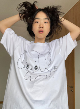短信卡通中等印花纯棉男女