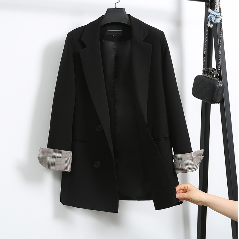 chic网红垂重质感小西装外套女韩版2020春秋新款复古休闲黑色西服