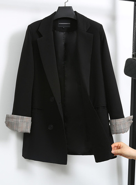 chic网红垂重质感小西装外套女韩版2020春秋新款复古休闲黑色西服