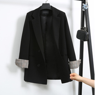 chic网红垂重质感小西装外套女韩版2020春秋新款复古休闲黑色西服