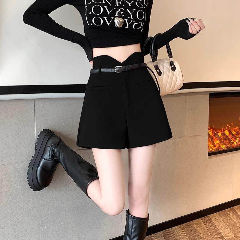 大码胖MM西装短裤阔腿裤女2025春夏设计感休闲显瘦外穿高腰a字裤