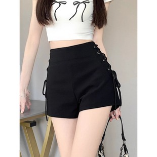 修身 女团2025新款 打底裤 子绑带辣妹外穿西装 高腰黑色夏季 热裤 短裤