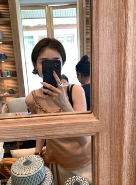 METWO 8666私服橘吊带小众设计感光感麻花无袖背心气质松弛感上衣