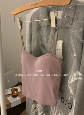 METWO 夏季新款外穿小吊带背心女内搭美背裹胸带胸垫薄款ins上衣