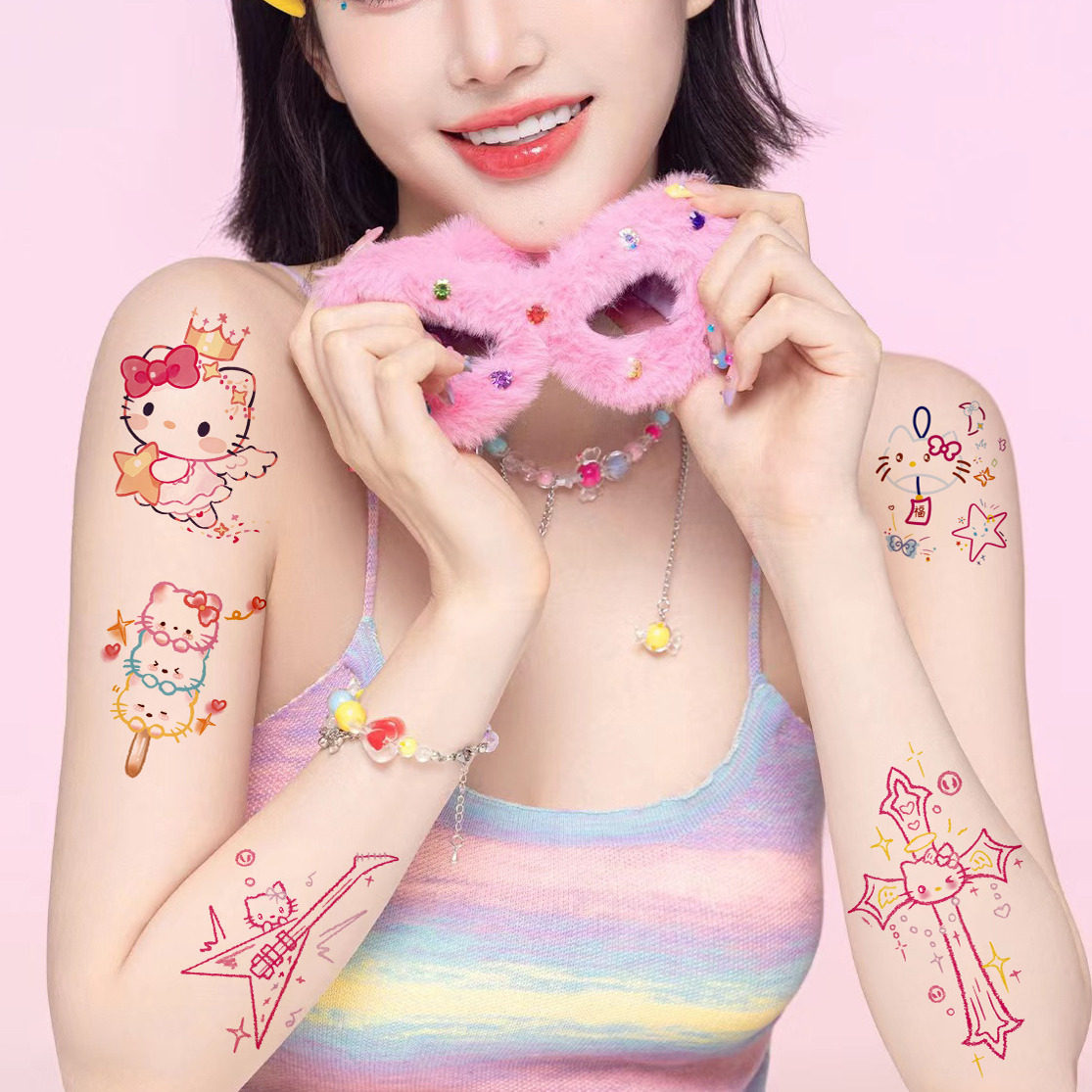 哪咤奥特曼KT猫卡通纹身贴