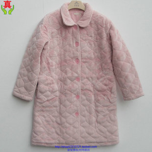 康妮雅家居服睡衣冬款 睡袍710 纯色法兰绒加厚夹棉保暖长袖