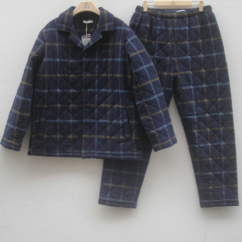 专柜正品康妮雅夹棉格子家居服