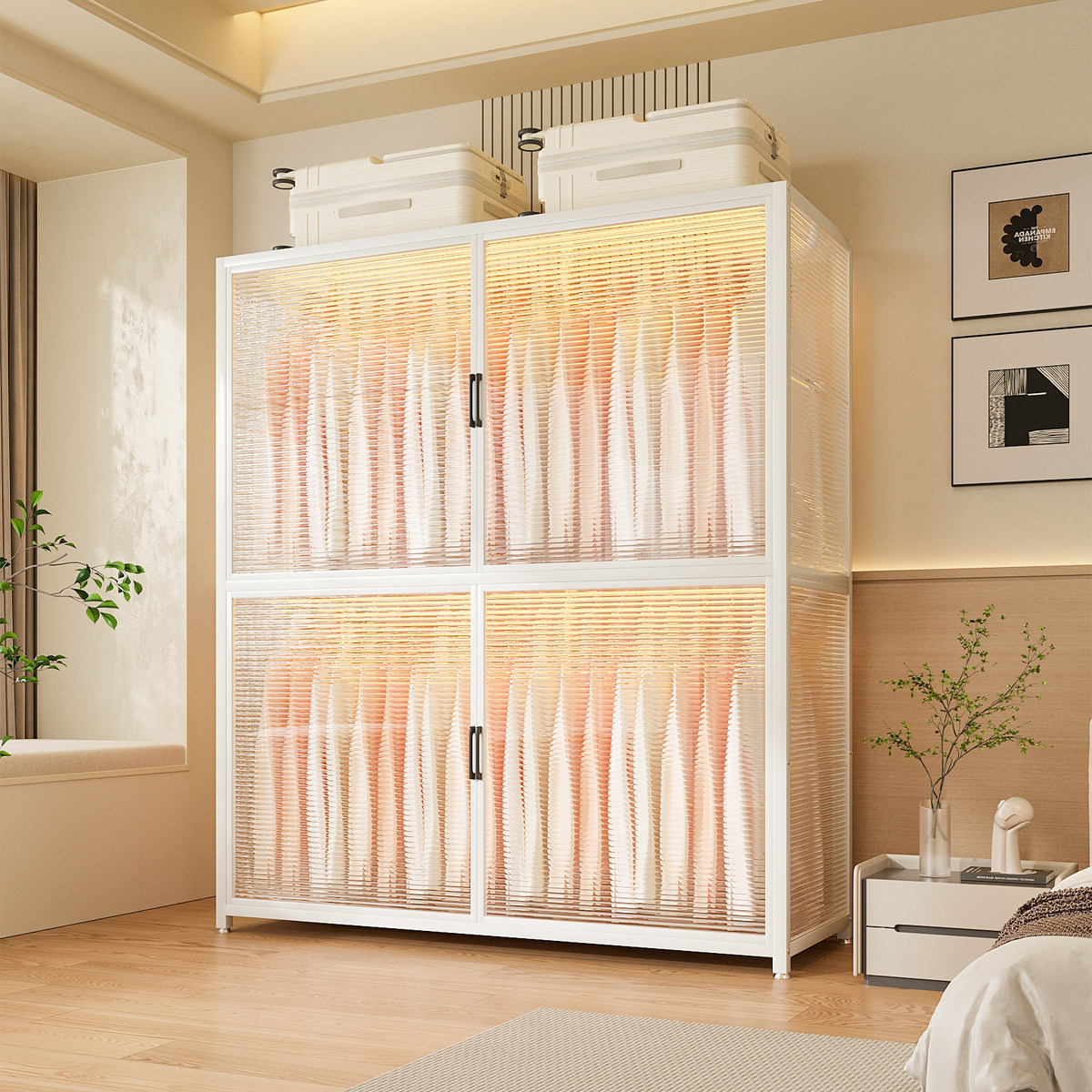 全挂式衣柜家用卧室金属钢制成品衣柜简易组装省空间结实耐用衣橱,住宅家具,独立衣柜,淘宝优惠券,粉丝福利购,淘宝优惠卷