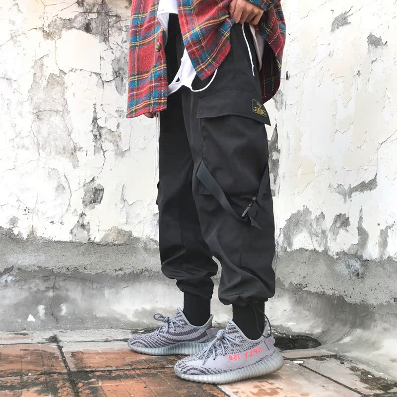 潮牌伞兵机能长裤男国潮束脚抽绳工装裤子hiphop宽松休闲嘻哈ins218.00元包邮