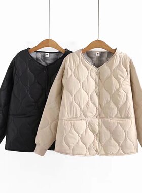 大码女装圆领轻薄小棉衣YN-9056