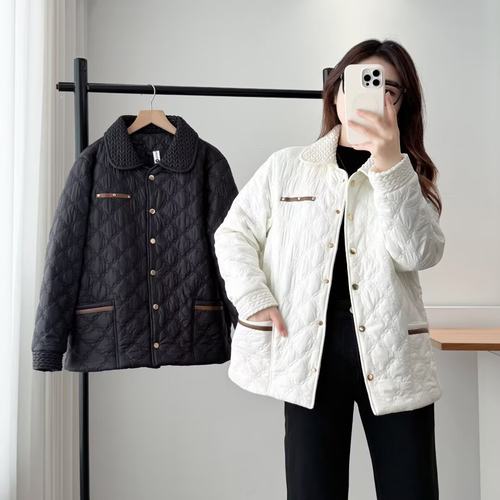 200斤大码女装秋冬新款小香风胖妹妹棉衣遮肚子显瘦棉服