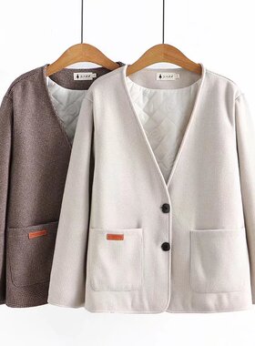 大码女装千鸟格加棉外套YN-9060