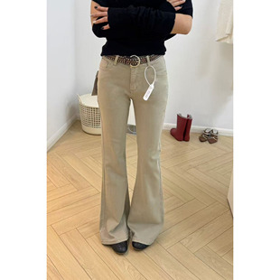 时尚 OoH0362春季 女显瘦复古水洗长裤 弹力低腰辣妹微喇牛仔裤 新款