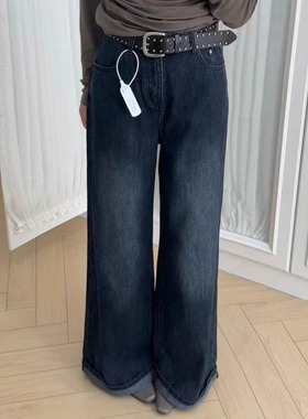 OoH 0275秋款新款直筒阔腿裤高腰显瘦时尚流行通勤宽松牛仔裤女