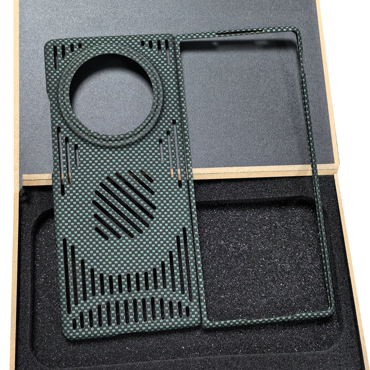 适用VivoXFold5/Fold3pro凯夫拉青松绿镂空手机壳xfold2碳纤维600D细纹磁吸轻薄防摔保护套折叠高档外壳前盖
