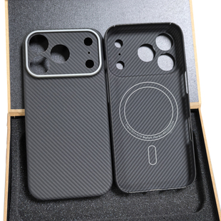 适用苹果17promax凯夫拉手机壳iphoneAir碳纤维包镜头磁吸无线充轻薄防摔无边框散热保护套全包商务创意红蓝