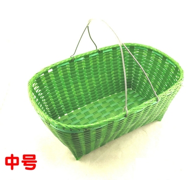 购物篮收纳篮打包带编制蓝塑料编织篮菜篮子大号装货东西结实耐用
