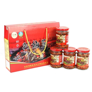 湖南永州双牌江村特产辣椒下饭菜 湘缘珍姨剁椒鱼200克X4瓶礼盒装
