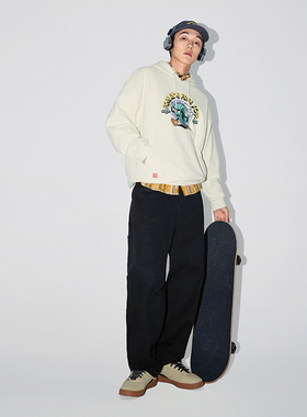 李宁卫衣男女同款时尚简约宽松型套头连帽卫衣AWDUB37-B品