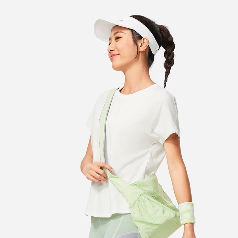 李宁短袖女款秋跑训系列时尚简约透气常规圆领短袖T恤ATSU018-B品