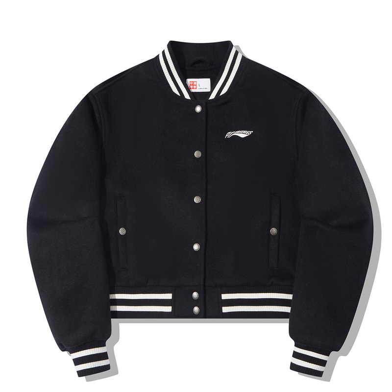 李宁女冬季时尚舒适透气无帽夹克休闲宽松型运动外套AJDT754-B品