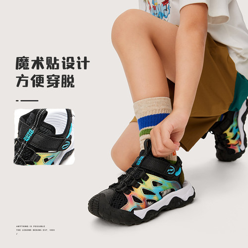 李宁凉鞋夏男女童运动生活系列透气防滑低帮小童凉鞋YKKU004--B品