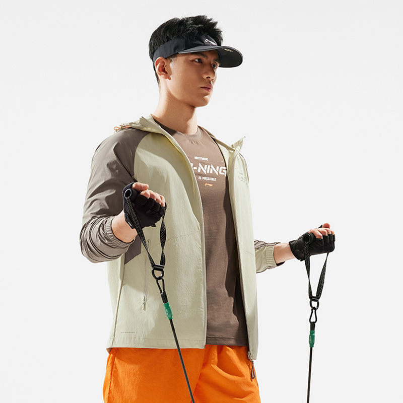 李宁健身系列男子运动风衣常规型防泼水春款运动外套AFDU157-B品