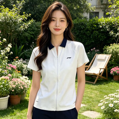 李宁短袖夏女子健身系列时尚舒适透气简约常规短袖POLO衫APLV478-