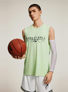 李宁背心秋男篮球系列时尚舒适透气简约常规休闲短袖AVSU033-B品