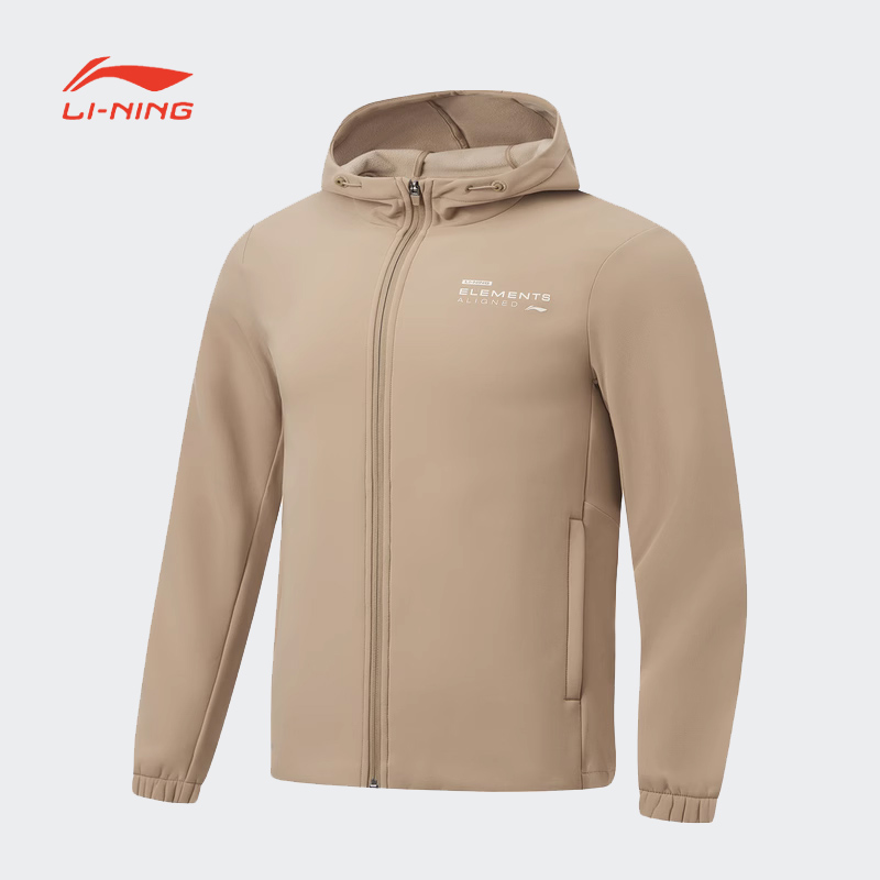 李宁男秋冬季跑训系列运动风衣保暖长袖休闲连帽上衣AFDT635-B品