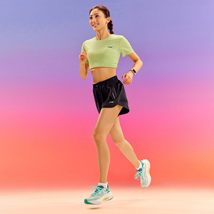 AKSU050 凉爽反光梭织运动裤 李宁运动短裤 女2024跑步系列速干夏季