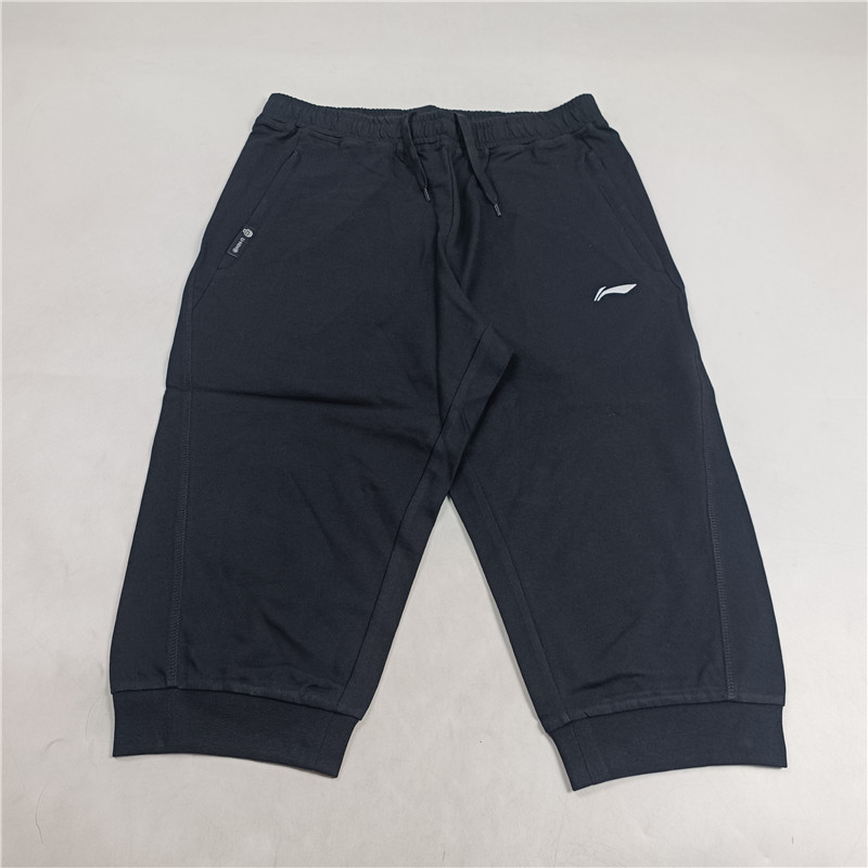 李宁短裤春男款运动时尚系列舒适透气常规休闲七分卫裤AKQS405-