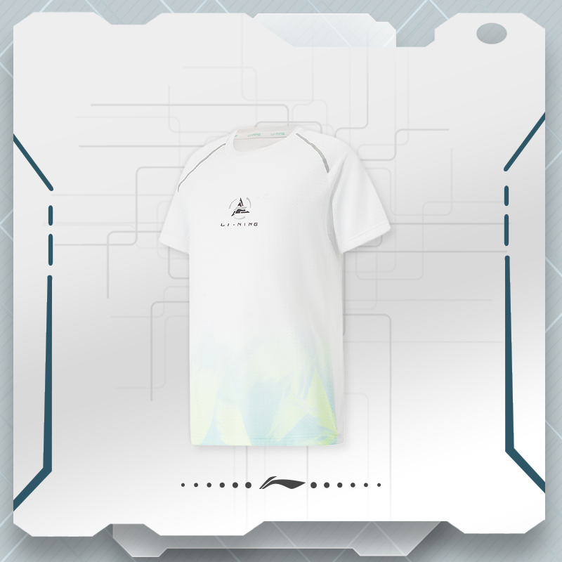 李宁短袖男童夏季跑步系列透气百搭透气修身短袖T恤YTSU047-B品